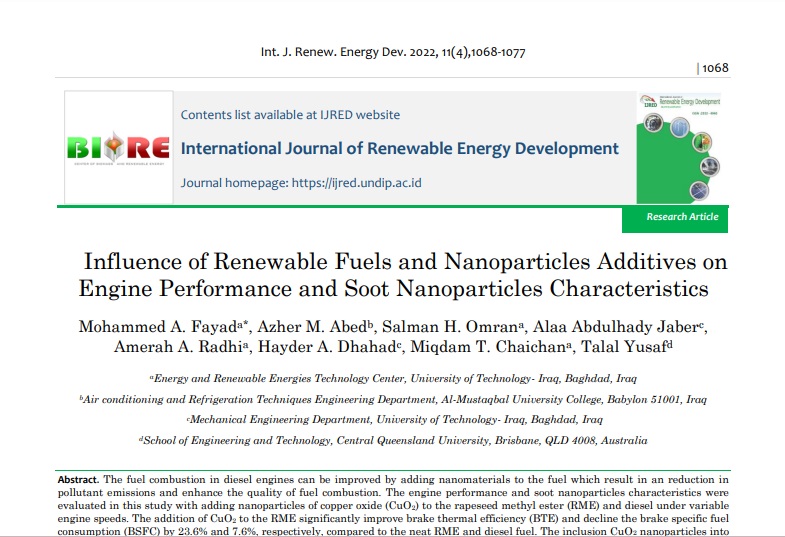 Influence of Renewable Fuels and Nanopar