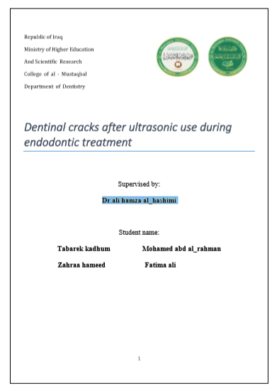 Dentinal cracks after ultrasonic use dur