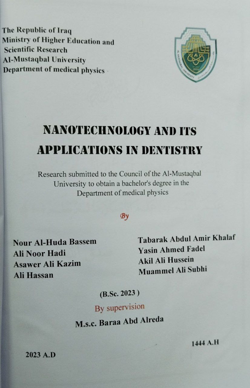 Nanotechnology and its applications in d