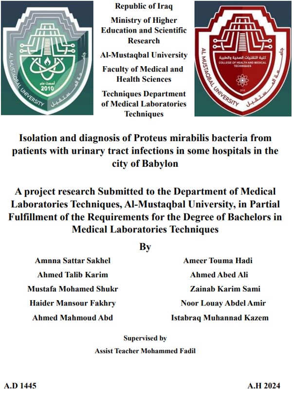 Isolation and diagnosis of Proteus mirab