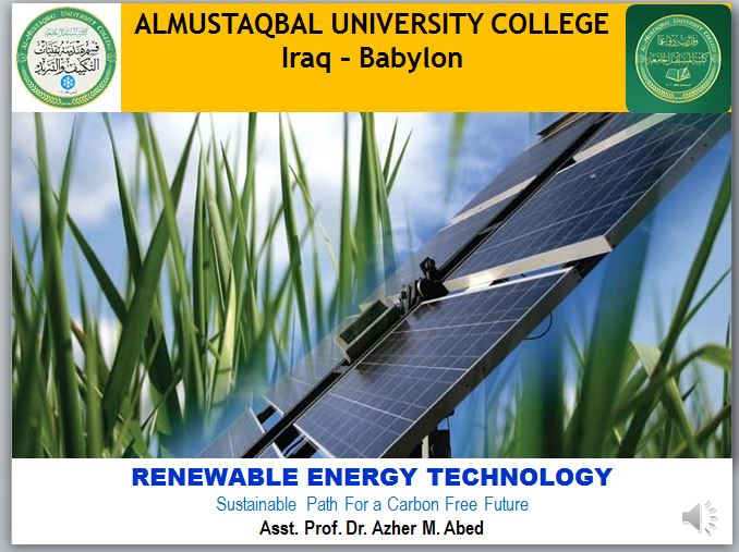 تطبيقات الطاقة المتجددة: دورة مقدمة من مقرر القسم ا.م.د. ازهر محسن عبد للكادر التقني