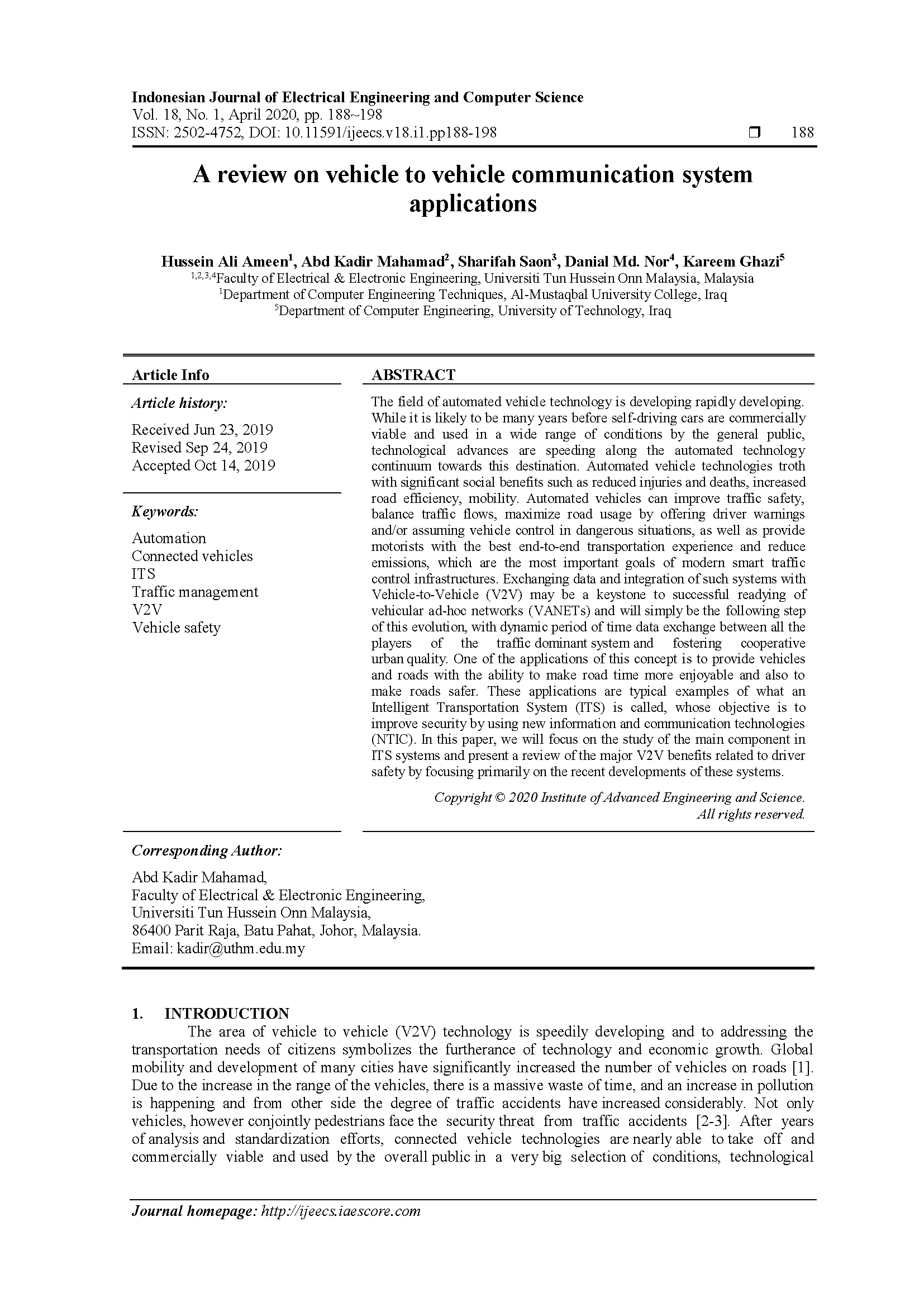 Publication of scientific research in Scopus database by assistant lecturer Hussein Ali Ameen