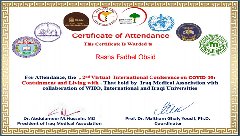 حصول تدريسية في قسم تقنيات التخدير على شهادة دولية معتمدة من Iraq medical Association