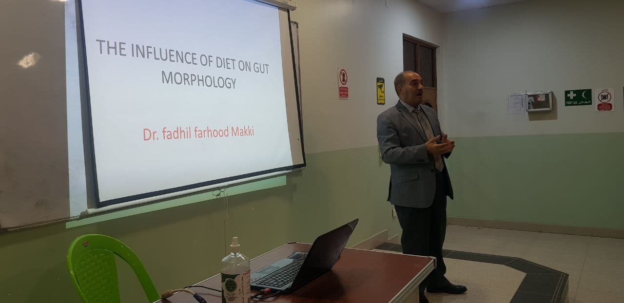 قام قسم تقنيات التخدير المصادف الأربعاء 3/11/2011ورشه علمية للاستاذ الدكتور فاضل فرهود مكي بعنوان ( the influence of diet on geomorphology)