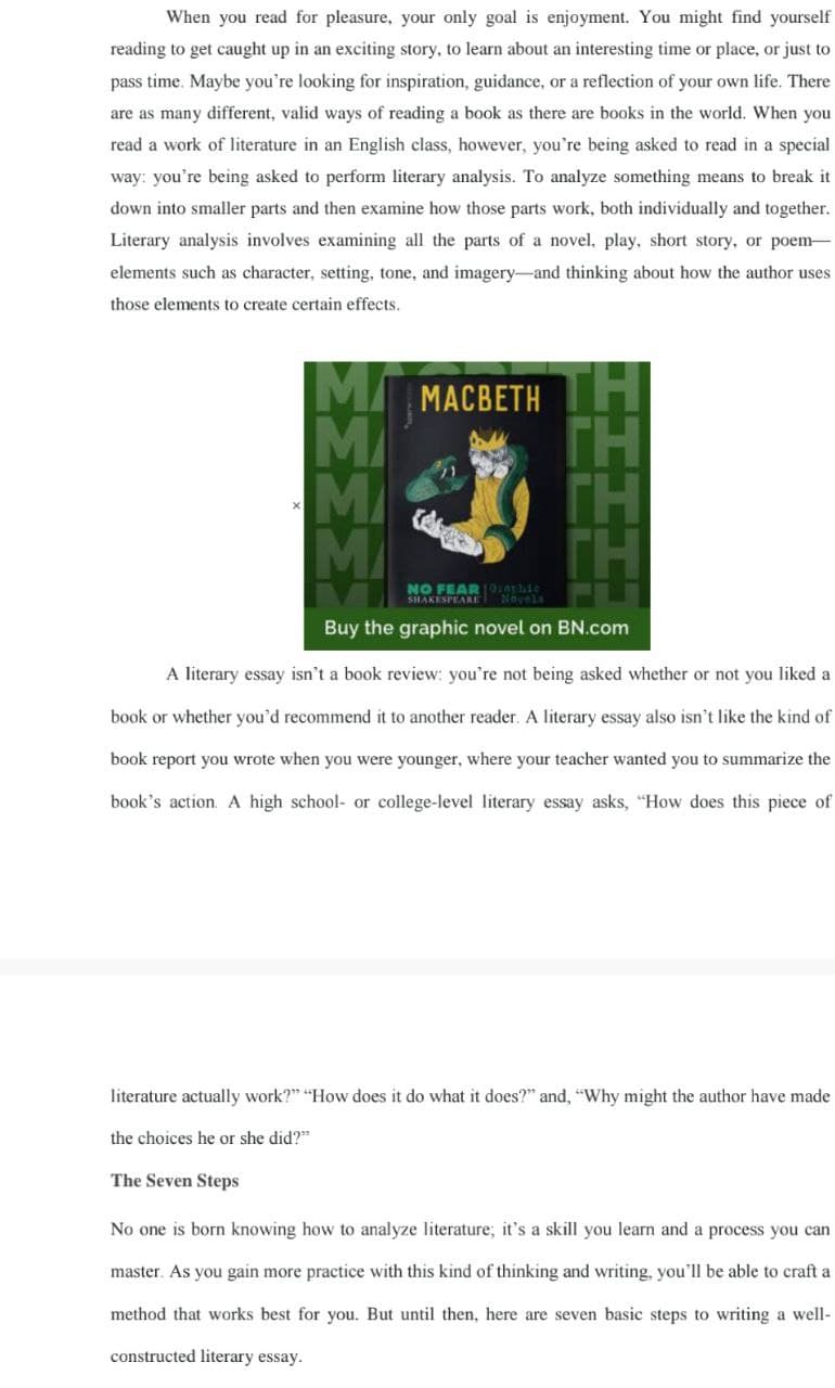 HOW TO WRITE LITERARY ANALYSIS