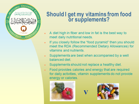 قسم طب الأسنان يقيم ورشه علميه الكترونيه بعنوان  (The Harms of excessive intake of vitamins) 