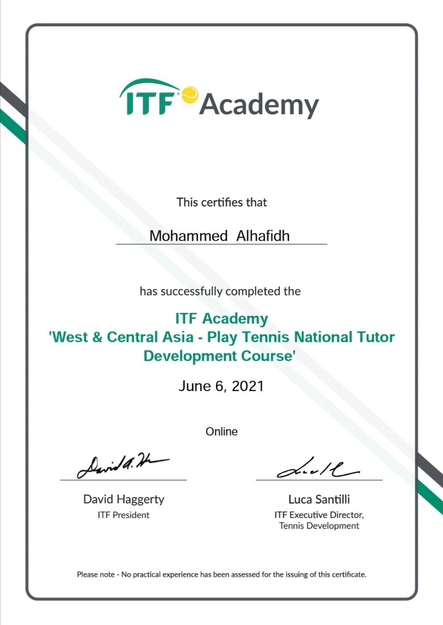   محاضرا دوليا في الاتحاد الدولي للتنس