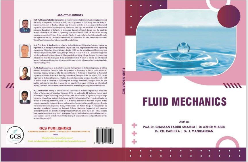صدور كتاب جديد للسيد رئيس قسم هندسة تقنيات التكييف والتبريد حول ميكانيكا الموائع 