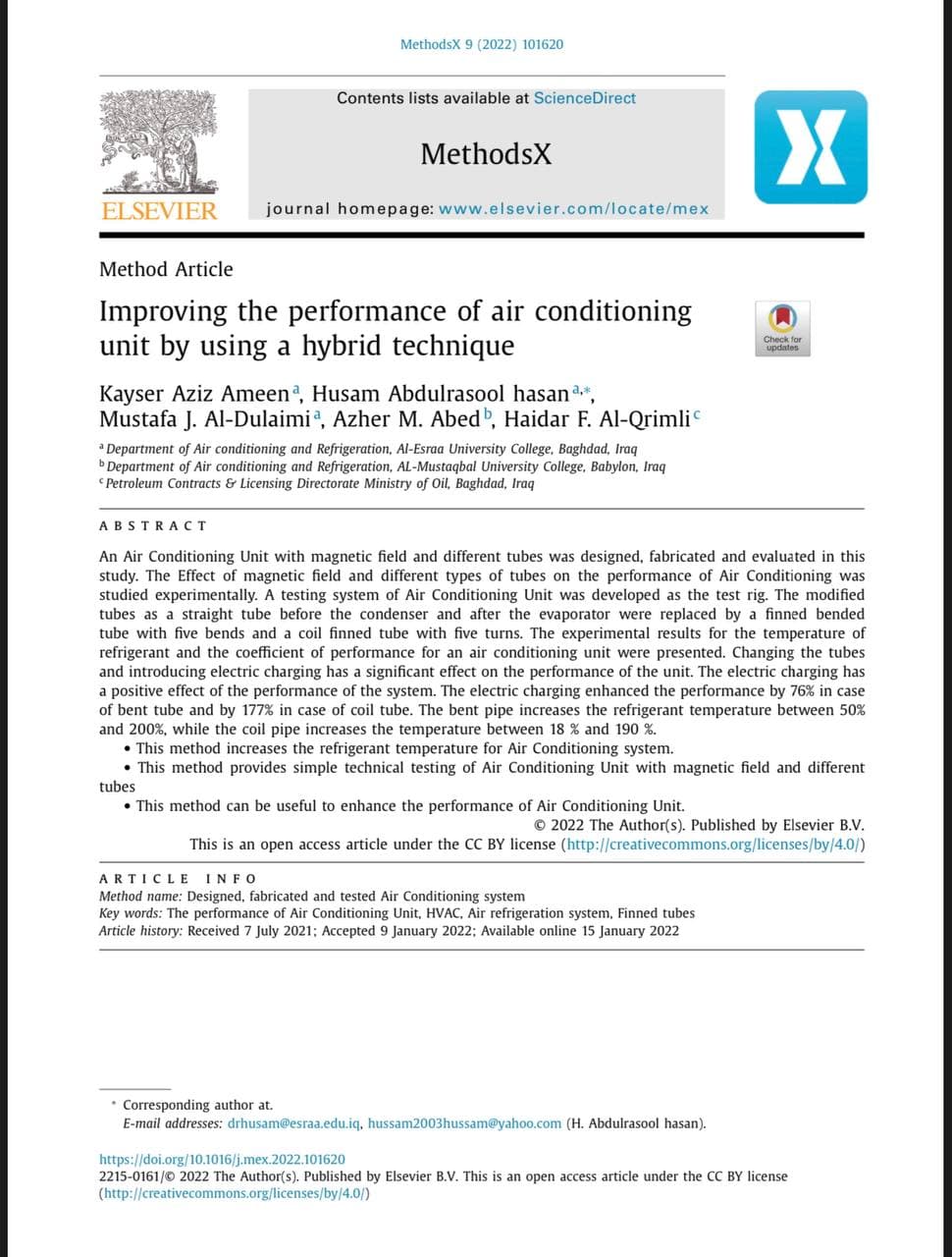 نشر بحثي  علمي جديد  لكلية المستقبل  الجامعة على صفحات مستوعبات سكوباس العالمية