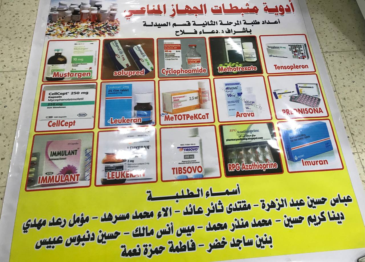 Student activity to display a poster explaining drugs that suppress the immune system