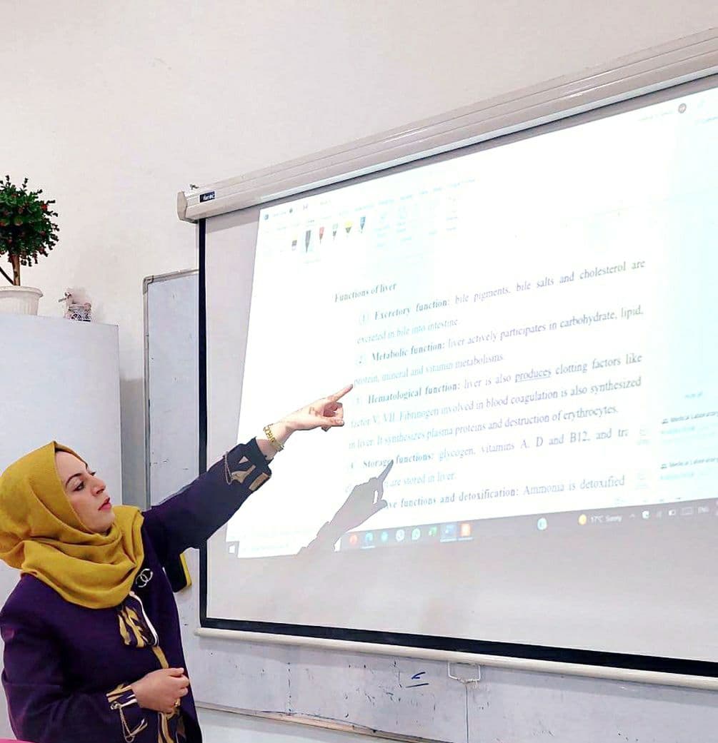 قسم تقنيات المختبرات الطبية يقيم ورشة تدريبية بعنوان اهم اختبارات وظائف الكبد (Most Important of Liver function Test (LFT)) 