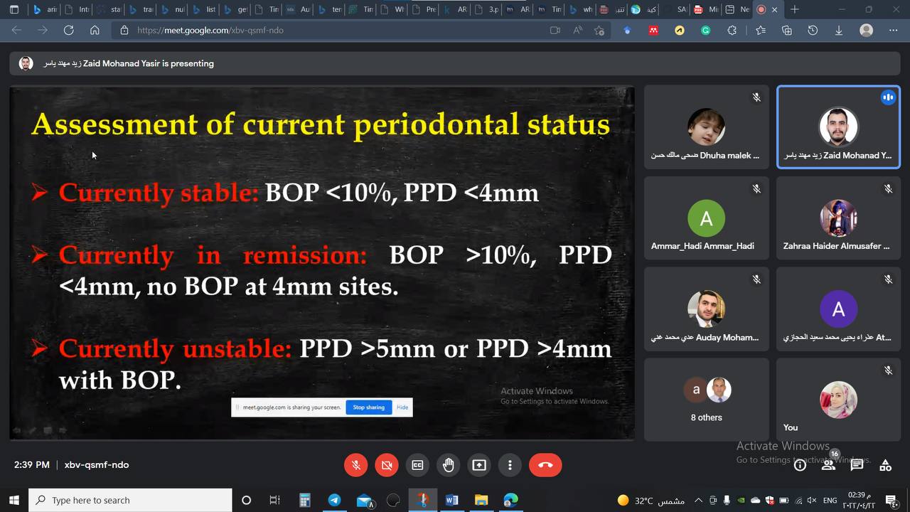 The Department of Dentistry holds a lecture on the new classification of periodontal diseases that was approved in 2017