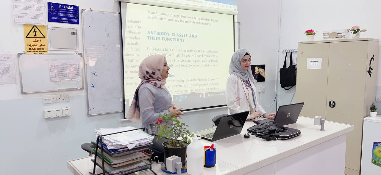قسم تقنيات المختبرات الطبية في كلية المستقبل الجامعة يقيم ورشة تدريبية بعنوان Antibody classification  and their functions