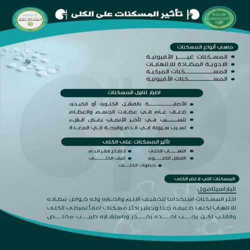 حملة توعوية بعنوان (تأثير المسكنات على صحة الكلى ) 