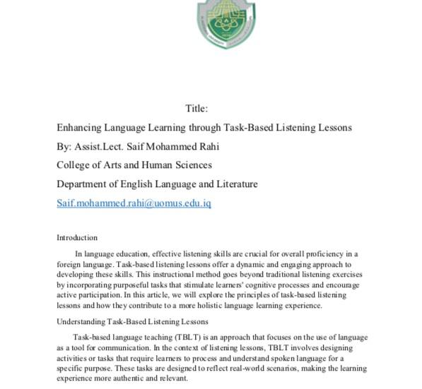 المدرس المساعد سيف محمد راهي ينشر مقالا علميا