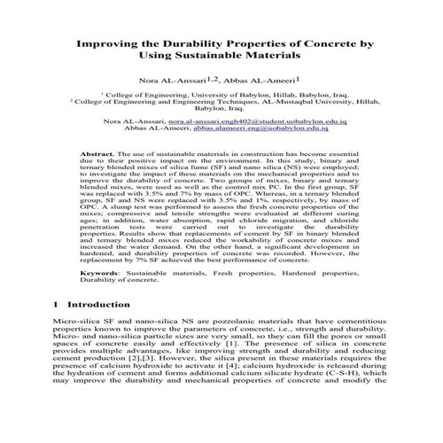 نشر بحث في اختصاص المواد الانشائية في مجلة عالمية International Journal of Business & Technology 