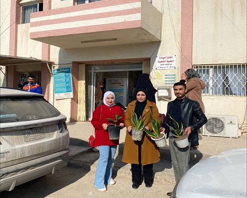 The Anesthesia Techniques Department is carrying out a tree planting campaign at the Shahid Al-Islam Health Center