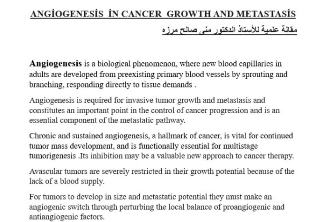 ANGİOGENESİS  İN CANCER  GROWTH AND METASTASİS