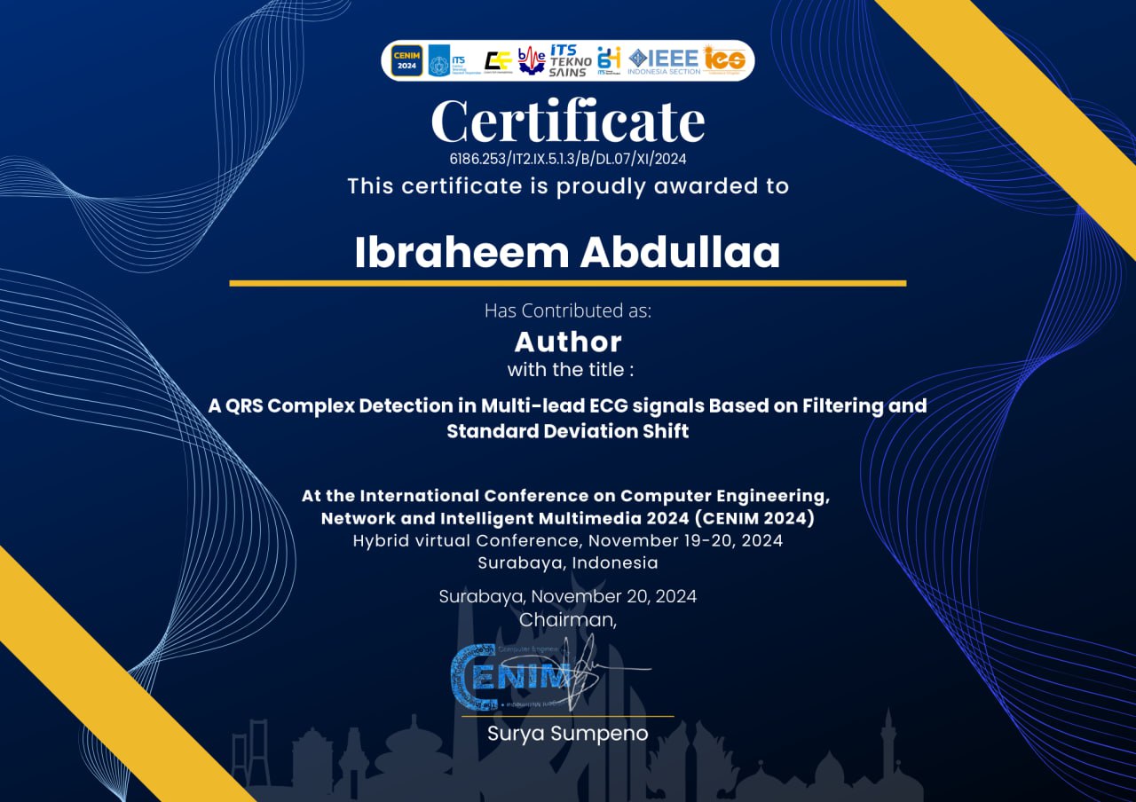 Professor Dr. Ibrahim Abdullah Mirdas, Head of the Department of Biomedical Engineering, participated with a scientific paper at the CENIM 2024 International Conference.