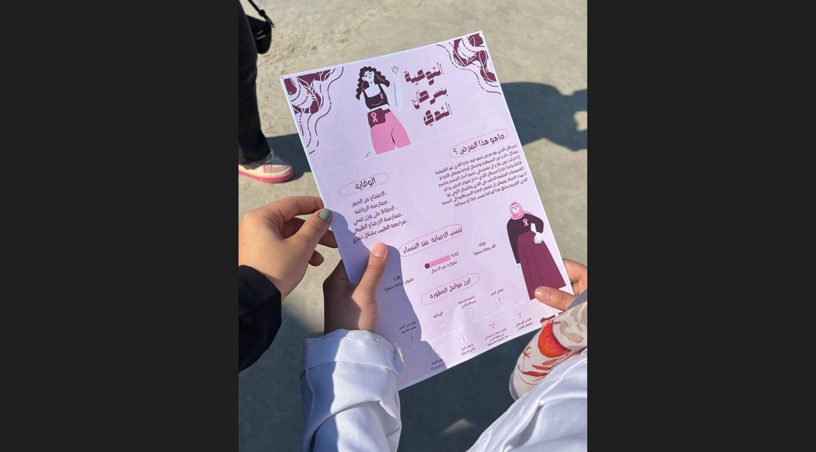 قسم تقنيات المختبرات الطبية في كلية التقنيات الصحية والطبية بجامعة المستقبل يقيم حملة حمله توعويه عن سرطان الثدي