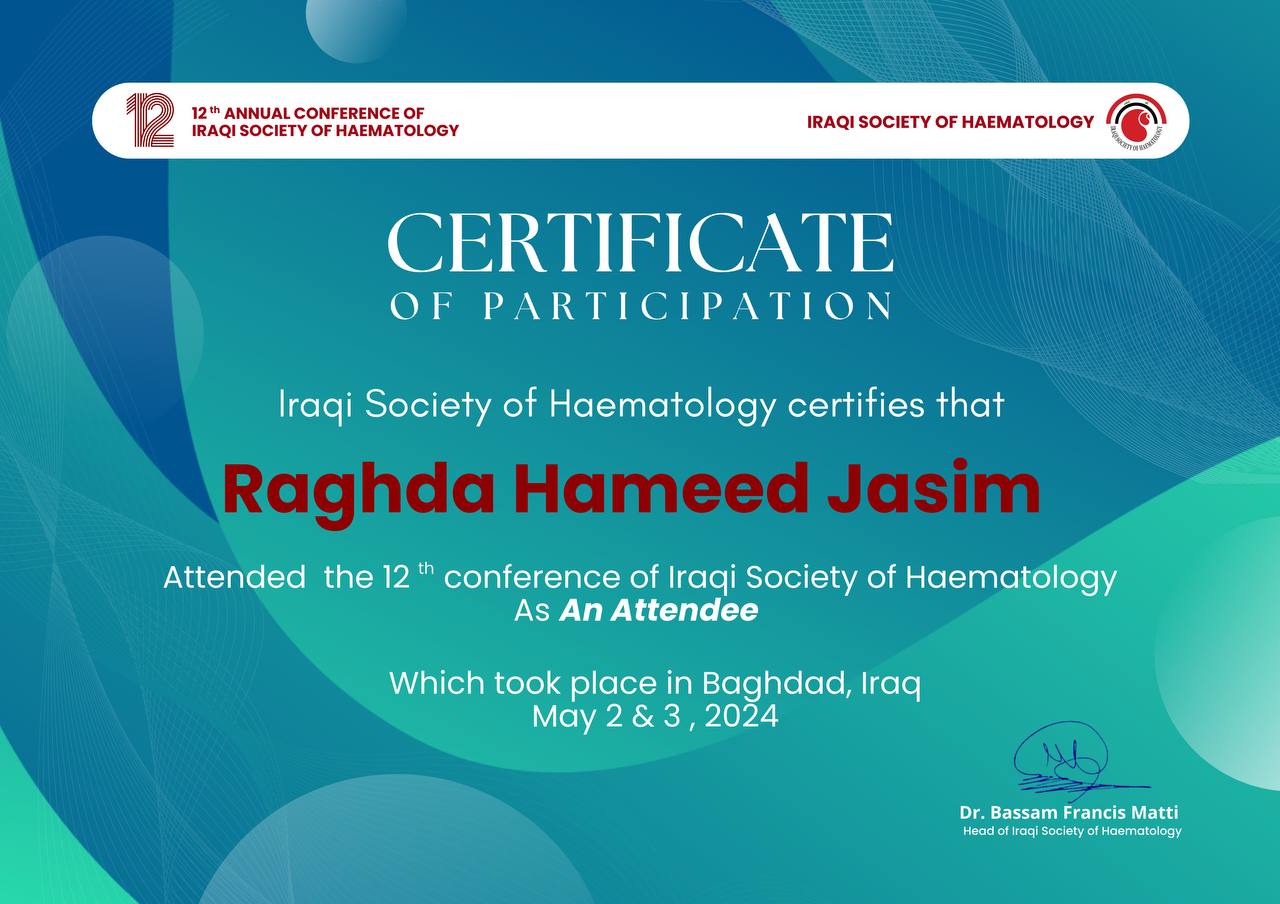 تعزيزاً لمبادئ تنمية الوعي الصحي في الأوساط المجتمعية شاركت جامعه المستقبل في المؤتمر العلمي الثاني عشر للجمعية العراقية لأمراض الدم المقام في العاصمة بغداد