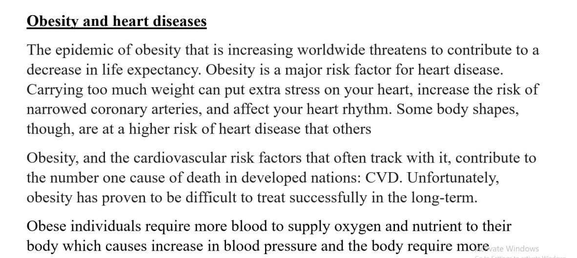 Obesity and heart diseases