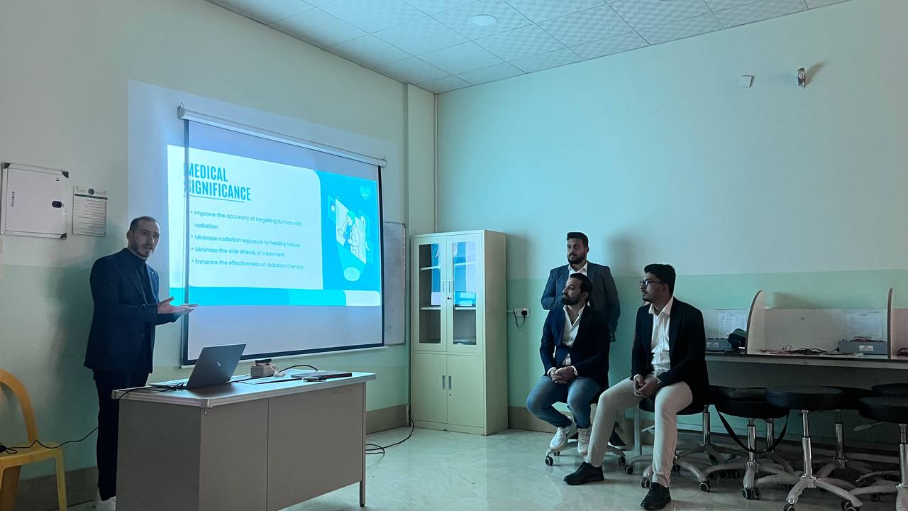  The Head of the Department of Communication Engineering Techniques, Professor Dr. Haider Jabar Abdul Nassar Al-Janabi, chaired the discussion committee for the fifth-year students' projects in the Department of Biomedical Engineering.