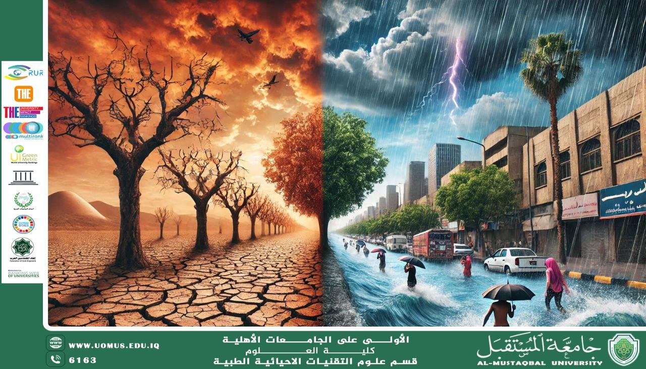 مقالة علمية للمعيدة ( مدلولة مؤيد فايق ) بعنوان ""التغير المناخي في العراق: بين موجات الجفاف والأمطار الغزيرة"