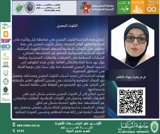 Visual Pollution in Urban Environments: A Case Study by Ms. Zahraa Jawad Kazim on Visual Pollution as Part of Sustainability Activities