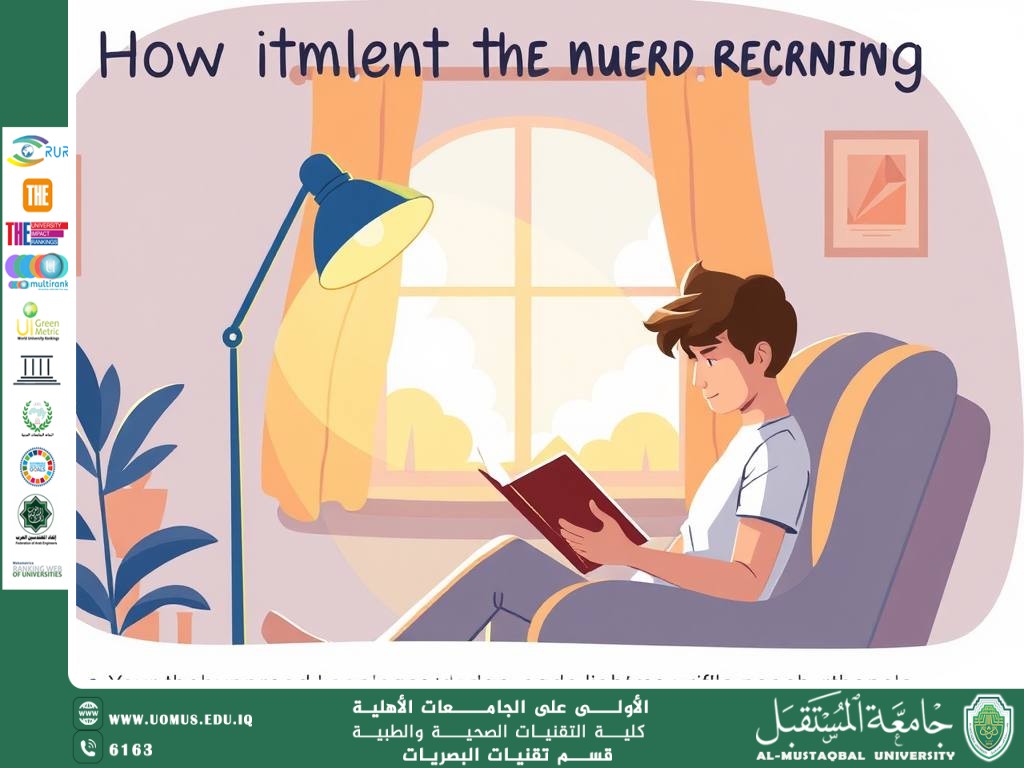 مقالة علمية للمعيدة حنين حيدر حسين بعنوان (أهمية الإضاءة الجيدة أثناء القراءة).