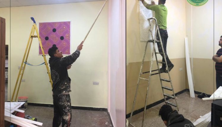 حملة تطوعية لطلبة قسم هندسة التكييف والتبريد لإعادة تأهيل جدران وقاعات القسم