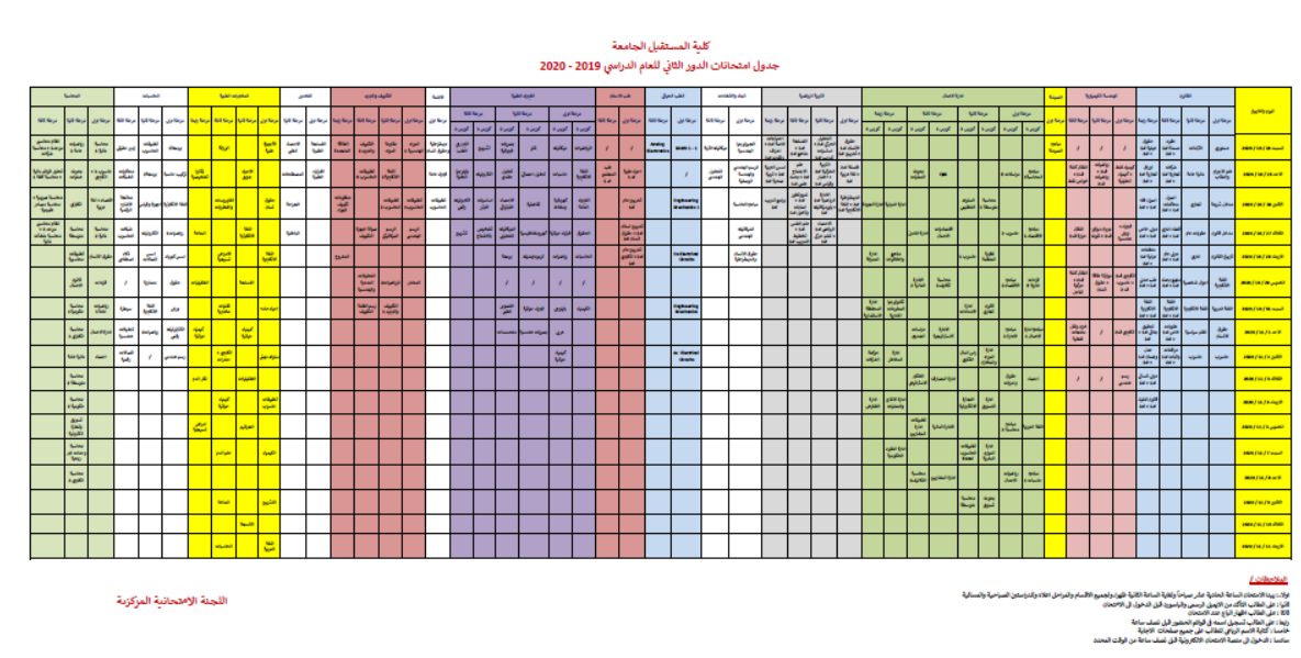 جدول امتحانات الدور الثاني للعام الدراسي 2019/2020