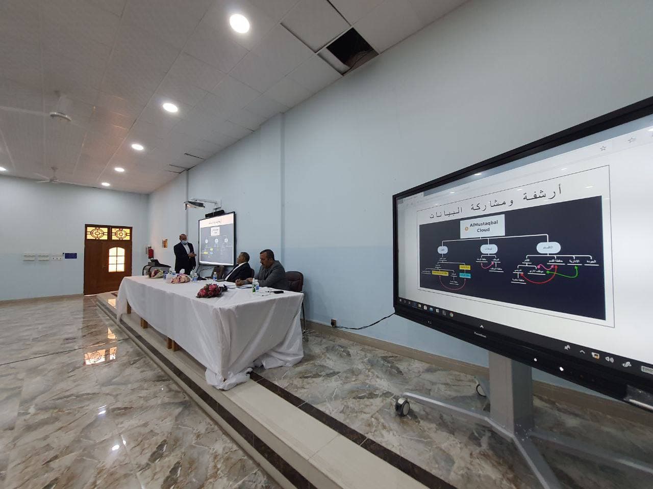 السيد عميد كلية  المستقبل الجامعة يترأس اجتماع للكادر المتقدم و المقررين و تكنولوجيا و المعلومات و الجودة و الاعتماد الأكاديمي تناول المواضيع حول الجداول الامتحانية الحضورية و عرضا لانجازات تكنولوجيا المعلومات و تقييم الاسئلة الامتحانية