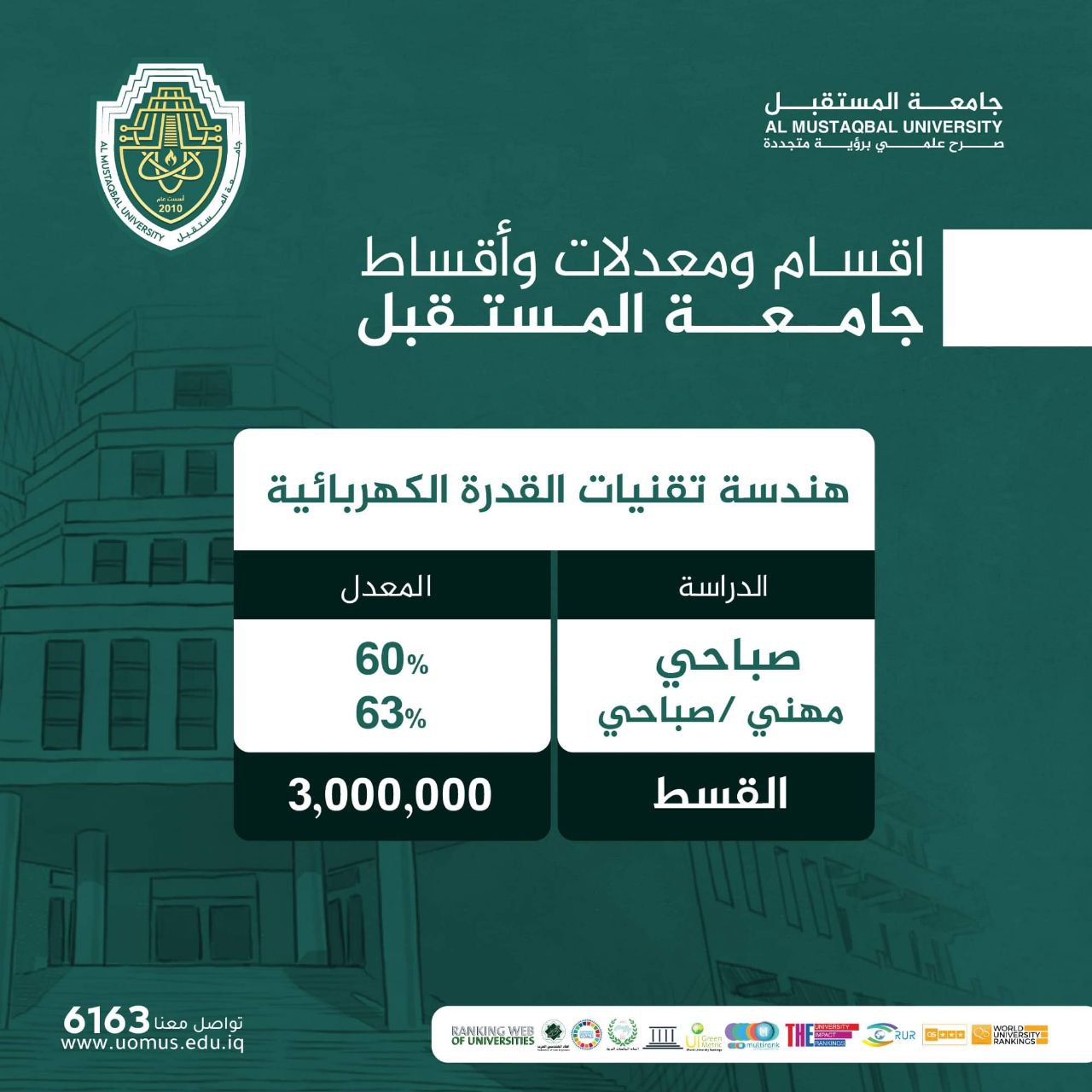 استحداث اقسام جديده في كلية الهندسة والتقنيات الهندسية 