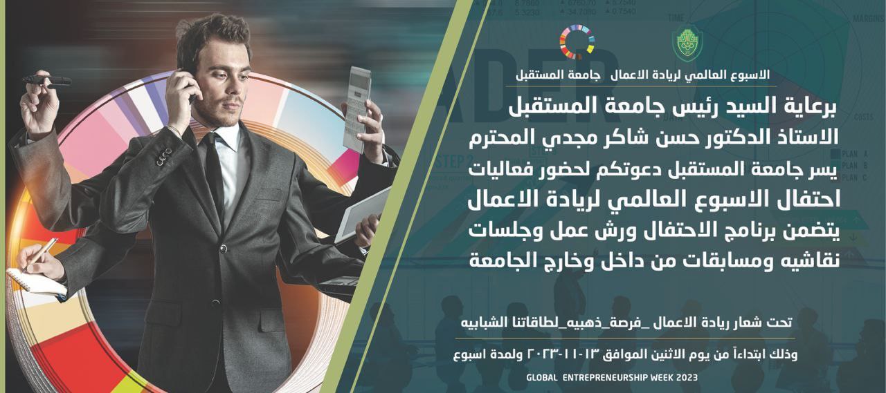 يسر جامعة المستقبل دعوتكم لحضور احتفالات الأسبوع العالمي لريادة الأعمال