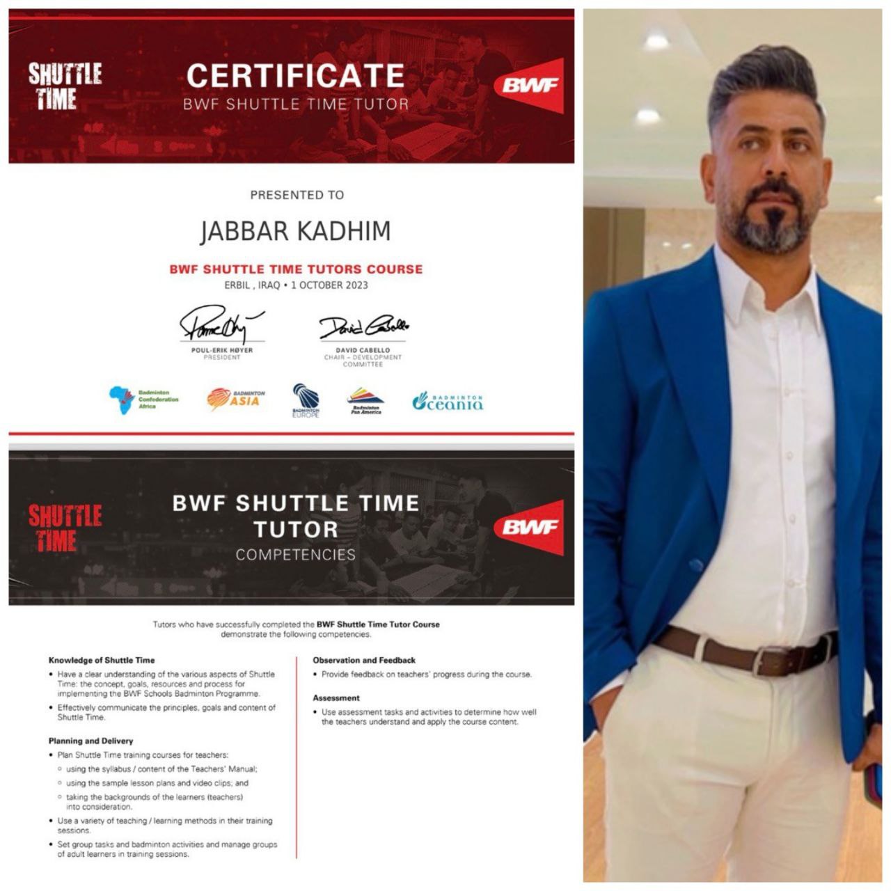 حصل التدريسي في كلية التربية البدنية وعلوم الرياضة في جامعة المستقبل على شهادة دولية..