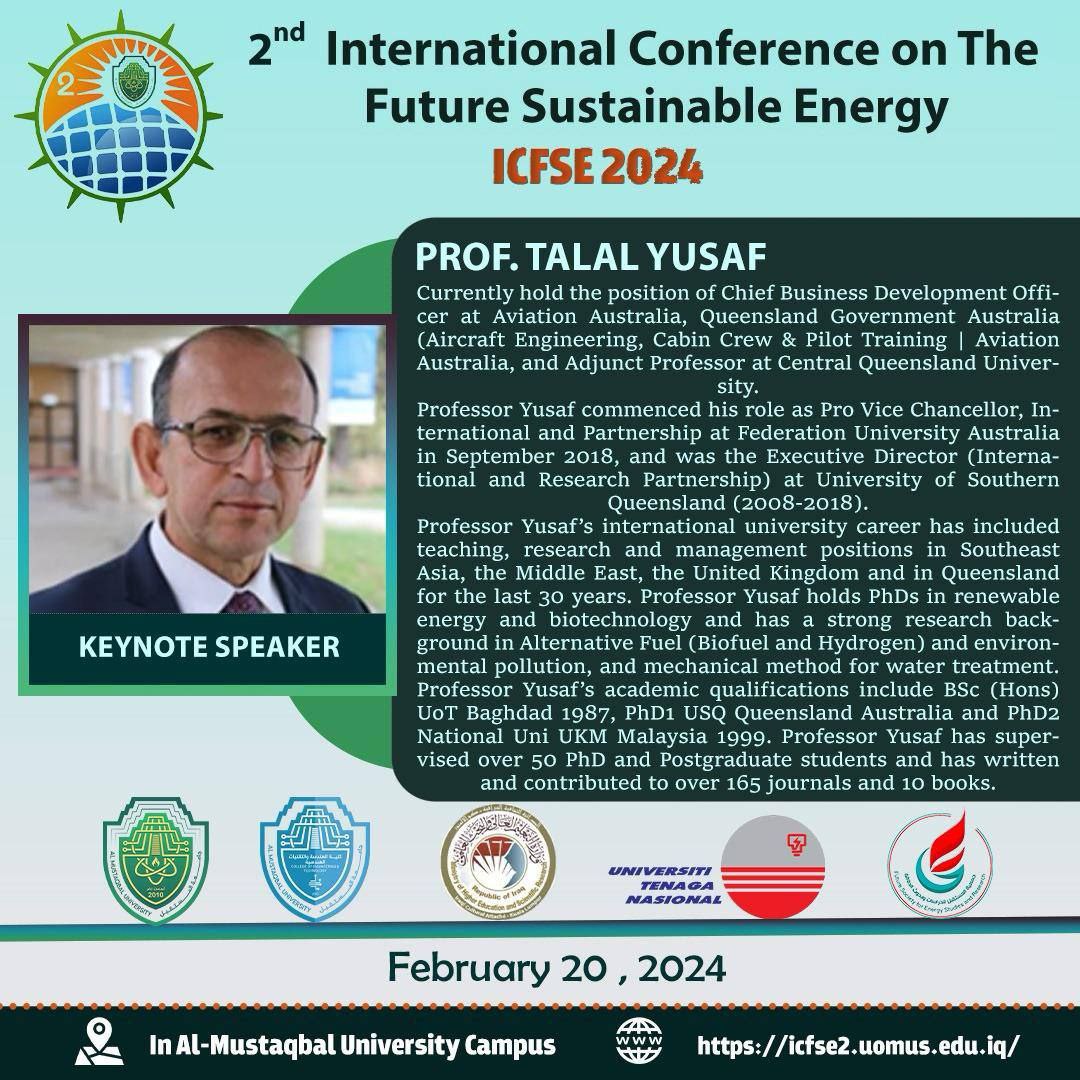 مشاركة و حضور اساتذة دوليين في اكبر حدث علمي سيشهده انطلاق فعاليات(( المؤتمر الدولي الثاني لمستقبل الطاقة في العراق ))