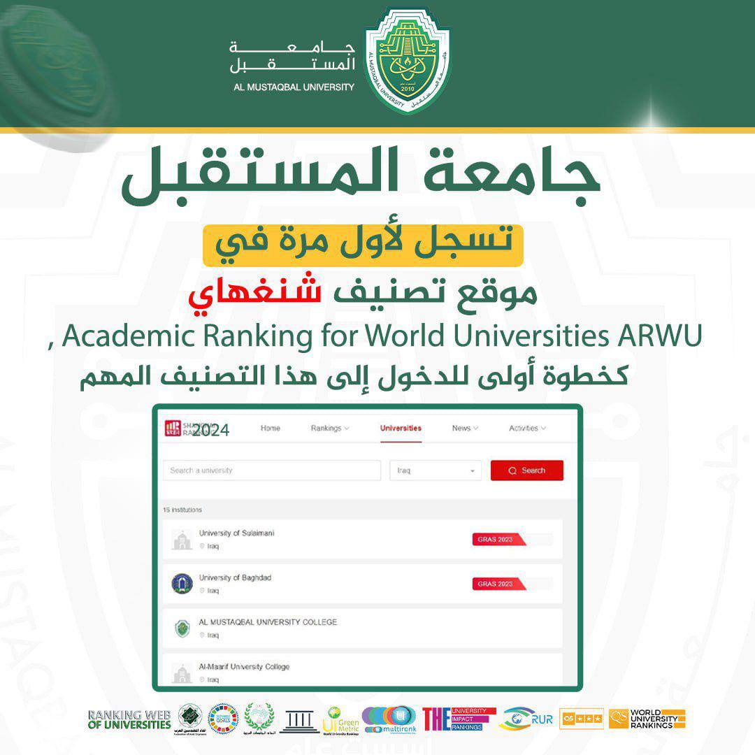 جامعة المستقبل تظهر مسجلة في موقع تصنيف شنغهاي ARWU لأول مرة في خطوة أولى للدخول إلى التصنيف .. 