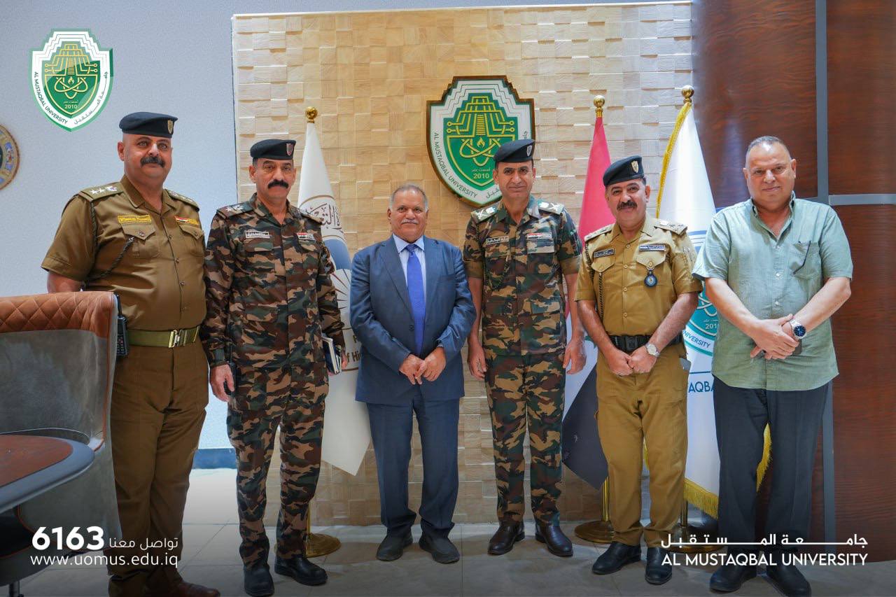 لتعزيز التعاون بمجالات امنية ومجتمعية ومع انطلاق العام الدراسي قائد شرطة بابل يزور جامعة المستقبل ويبحث مع رئاسة الجامعة سبل تعزيز وتطوير التعاون المشترك 