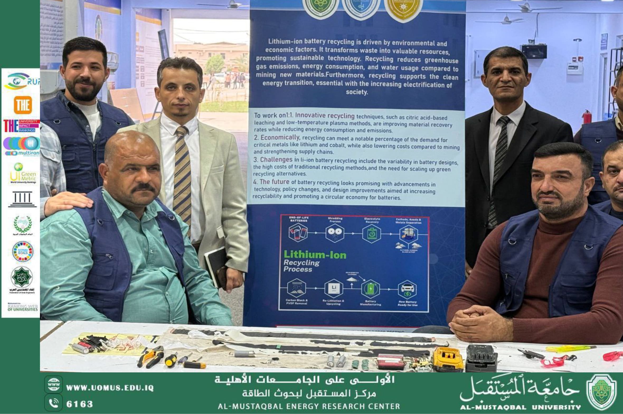 مركز المستقبل لبحوث الطاقة ينظم ورشة تفاعلية حول إعادة تدوير بطاريات الليثيوم بالاشتراك مع قسم ميكانيك القوى