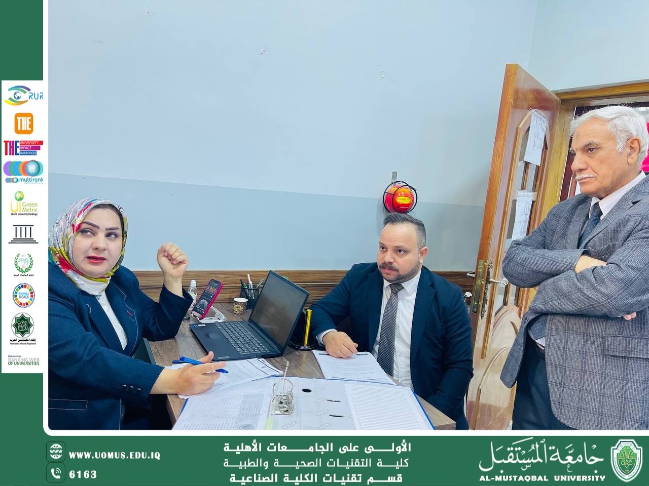 زيارة ميدانية لعميدة الكلية إلى قسم تقنيات الكِلية الصناعية لمتابعة سير العملية التعليمية