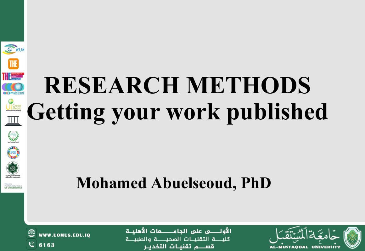 Department of Anesthesia Techniques Organizes an Online Workshop Entitled “Research Methods / How to Get Your Work Published”