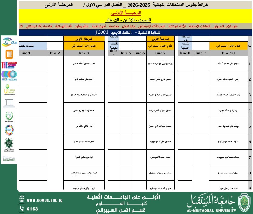 إعلان مهم لطلبة المرحلة الأولى – قسم الأمن السيبراني