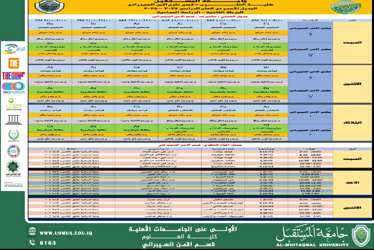 إعلان الى طلبة قسم الامن السيبراني