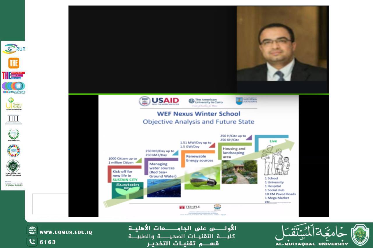 ندوة علمية في قسم تقنيات التخدير حول استدامة الماء والطاقة والغذاء