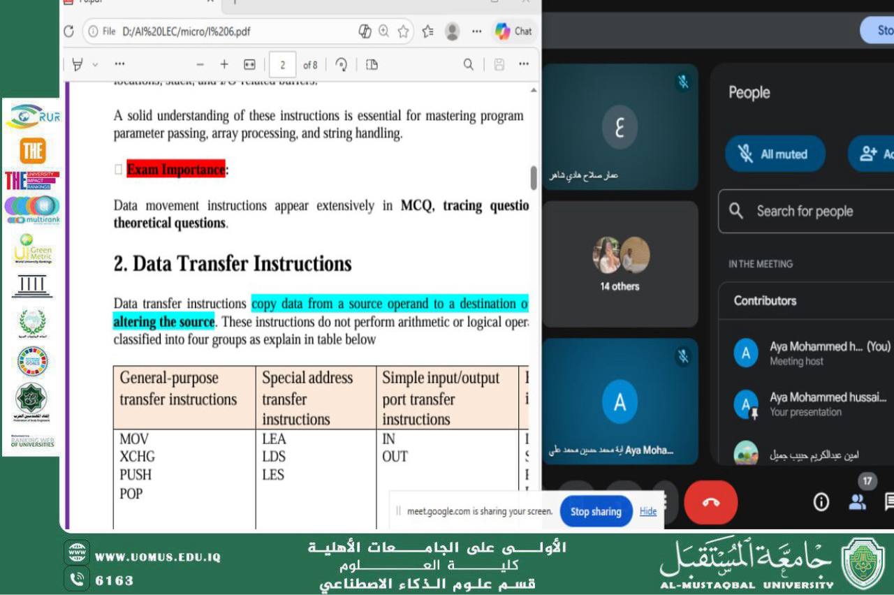 ضمن خطة تعليمية متكاملة… استمرار المحاضرات الإلكترونية في قسم الذكاء الاصطناعي