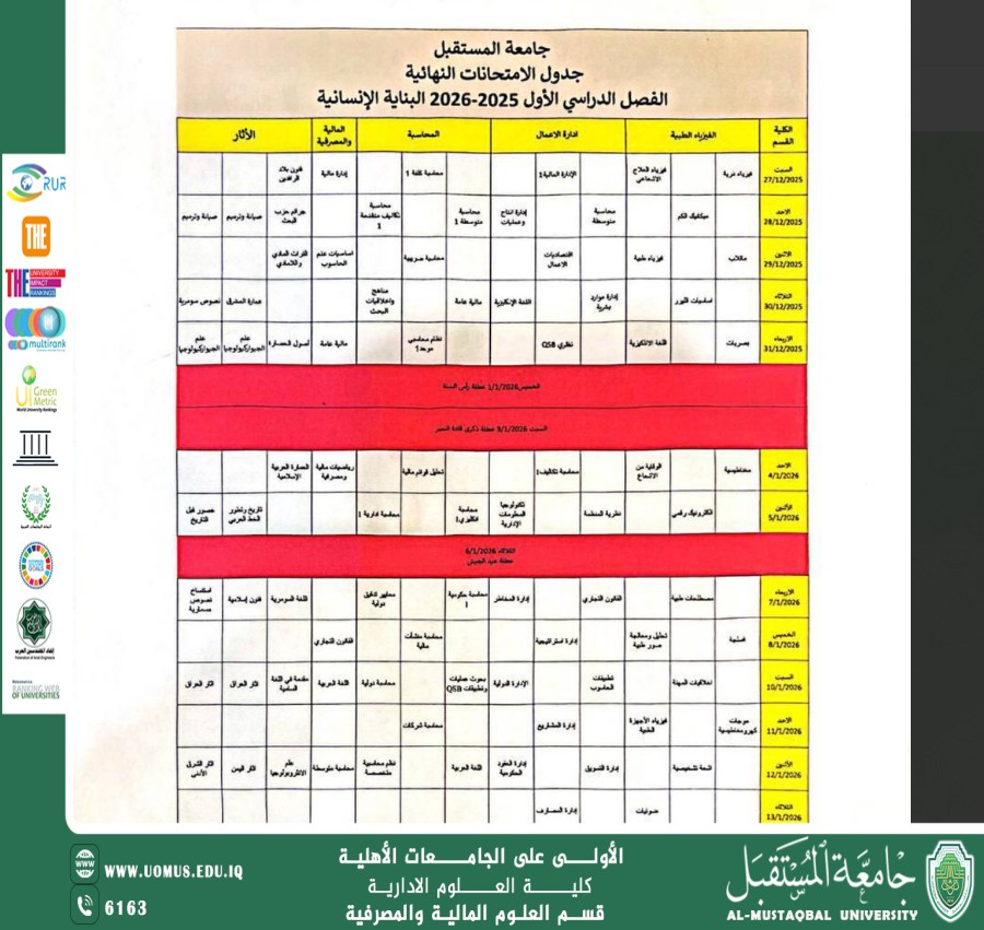 Final Exams Schedule