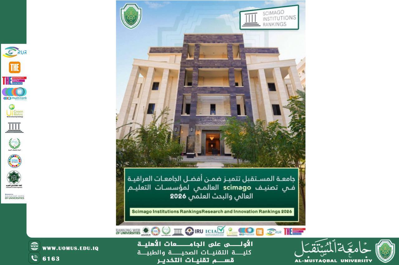 Al-Mustaqbal University tops private universities and colleges in Iraq in the Spanish SCImago Rankings