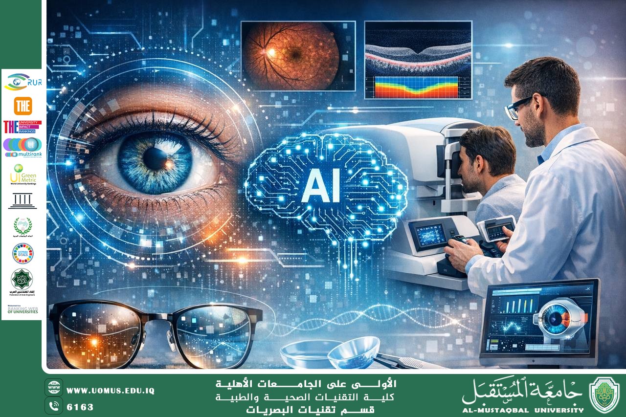 مقاله علمية للست ريهام صفاء نجم بعنوان "الذكاء الاصطناعي في تقنيات البصريات ودوره في تطوير تشخيص وعلاج أمراض العيون