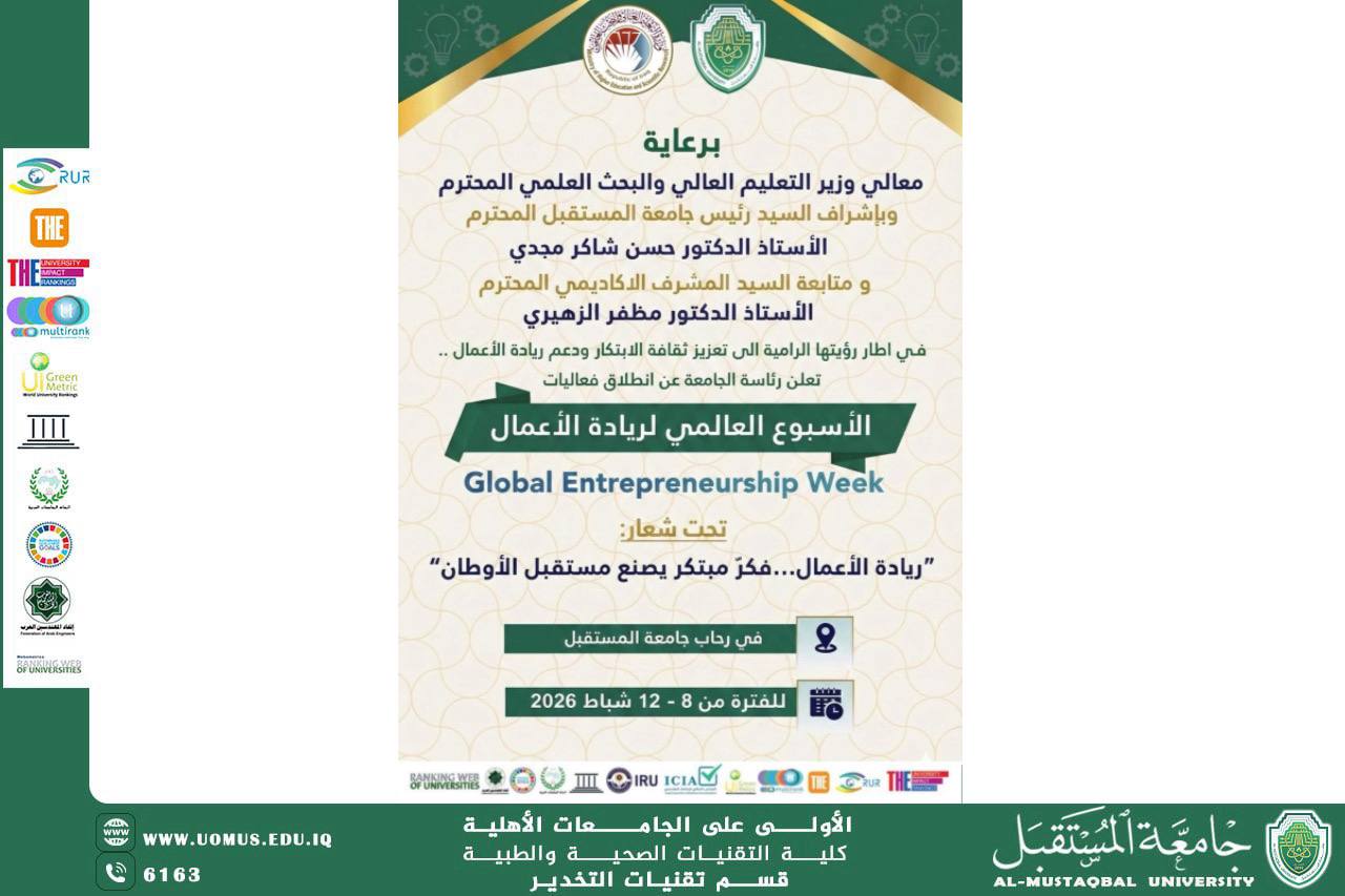Al-Mustaqbal University Announces the Upcoming Launch of Global Entrepreneurship Week 2026